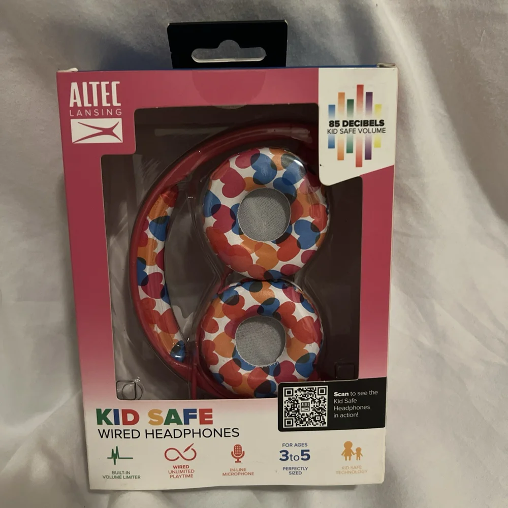 Altec Wired Kid Safe Headphones Built-In Volume Limiter Pink Headset Ages 3-5